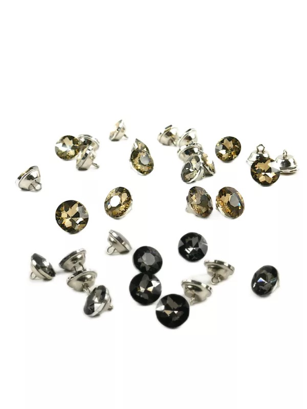 Guziki tapicerskie kryształki 18 mm - złoto-brązowe/czarne